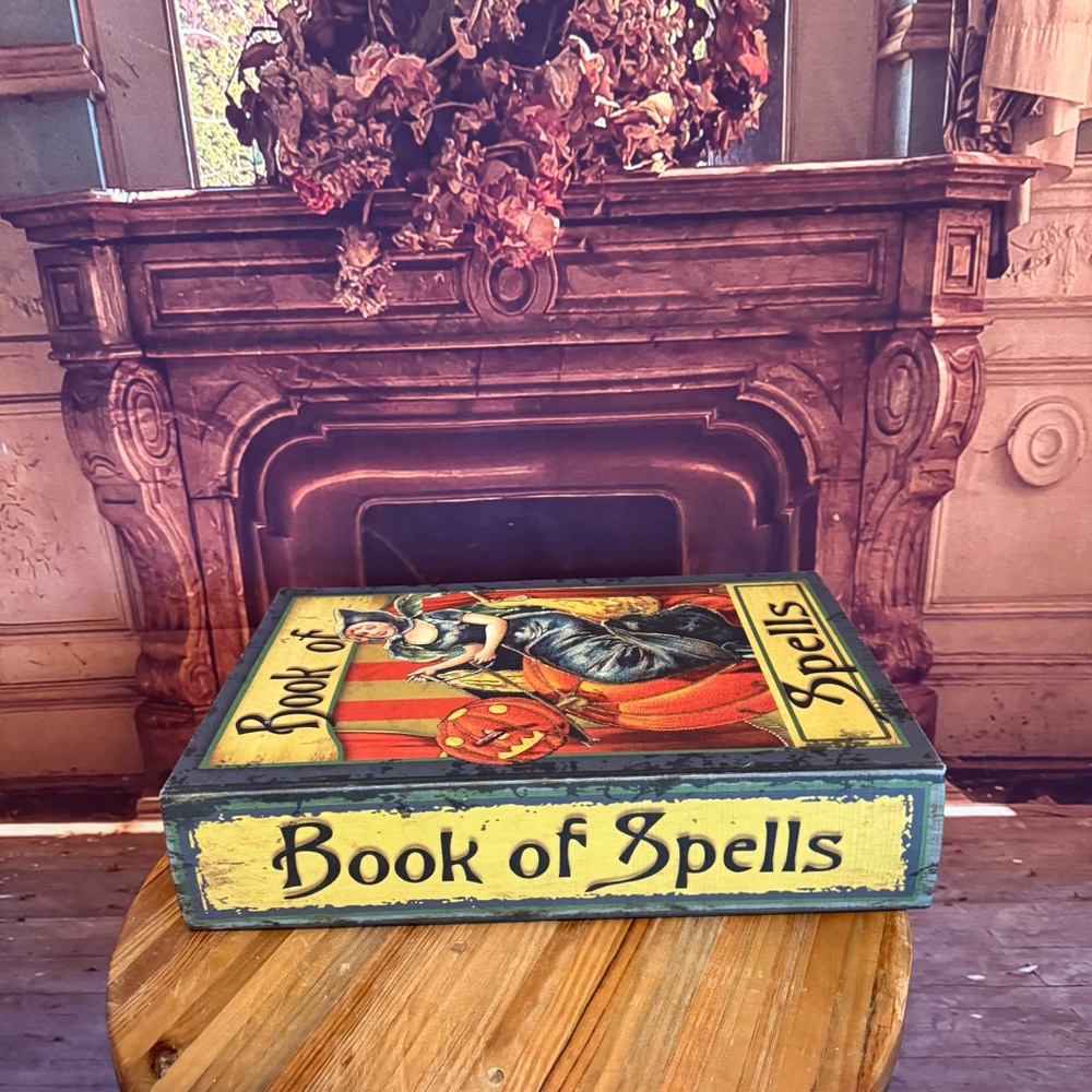 Vintage Look Distressed Book of Spells Faux Book Witch Halloween Stash Remote - Picture 7 of 17